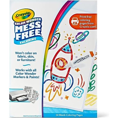 Crayola Color Wonder Mess Free Coloring Pages (50ct), Create Your Own Coloring Pages, Blank Color Wonder Refill, Toddler Stocking Stuffer, 3+