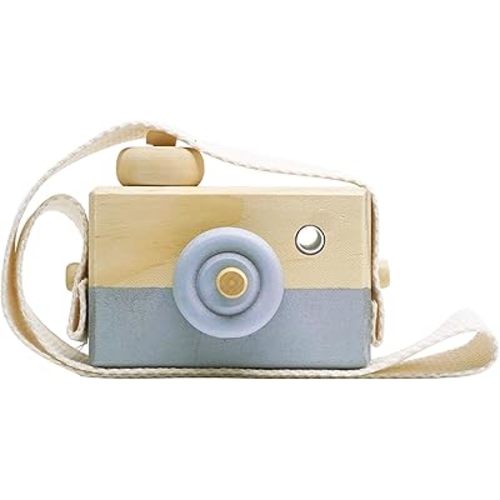 Baby Toy Wooden Mini Camera Toy, Baby Kids Cute Mini Sharpe Toy, Neck Hanging Photographed Props for Baby Toddlers Children Kids' Room Hanging Decor Gift (Gray)