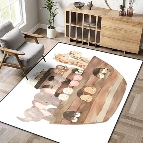 Modern Home Kids Play Area Rugs Watercolor Noahs Ark for Kids Carpets Non-Slip Extra Size Yoga Mat Runner Rug for Living Room Bedroom Kid Nursery Home Decor