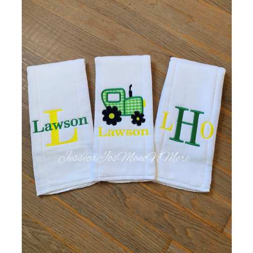 Burp Cloths, Personalized Burp Cloth, Personalized Gift, Baby Gift, Tractor Burp Cloths, Baby Shower Gift, Personalized Gift Set-Baby Boy