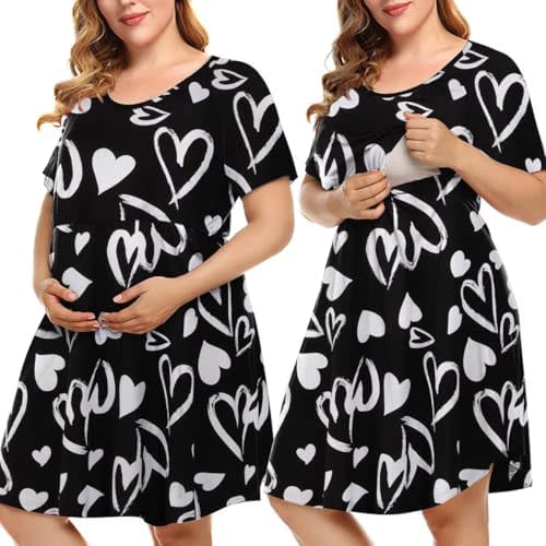 MONNURO Women's Plus Size Labor and Delivery Gown Nursing Nightgown Maternity Sleepwear Dress for Breastfeeding