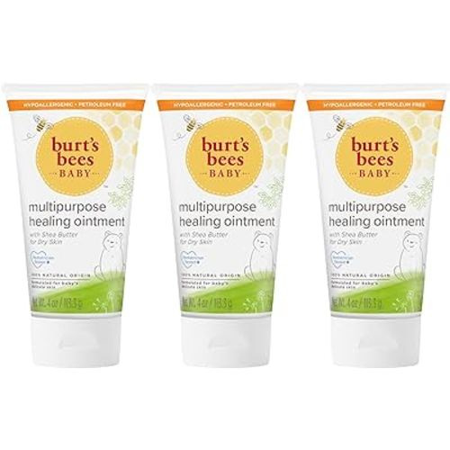 Burt's Bees Baby 100% Natural Multipurpose Healing Ointment, Face & Body Baby Ointment – 4 Ounce Tube, Pack of 3