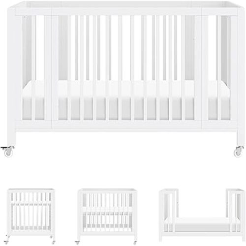 Babyletto Rolli 9-in-1 Convertible All-Stages® Bassinet to Full-Size Crib in White, Greenguard Gold Certified, Portable & Adjustable with Select Conversion kit and Pads Included