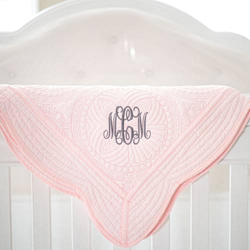 Personalized Baby Quilt, Monogram Baby Quilts, Baby Girl Quilt, Personalized Baby Gifts for Girls, Monogrammed Baby Blanket / Quilt Pink