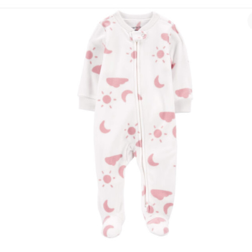 Baby Sky Print Fleece Zip-Up Footie Sleep & Play Pajamas