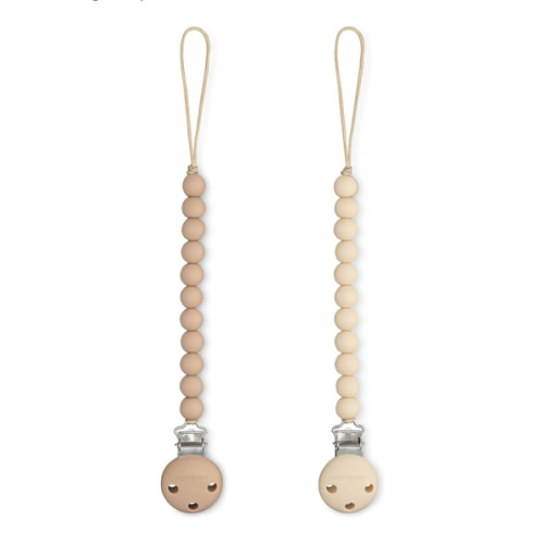 Comfy Cubs Pacifier Clips 2 Pack - 100% Food Grade Silicone Baby Pacifier Clips, BPA & PVC Free - CPSIA Certified, Lightweight and Flexible Baby Gifts - Beige & Light Beige