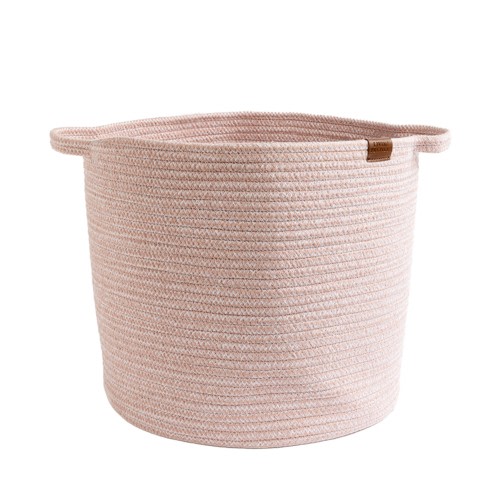 Living Textiles Cotton Rope Hamper Pink Size Medium