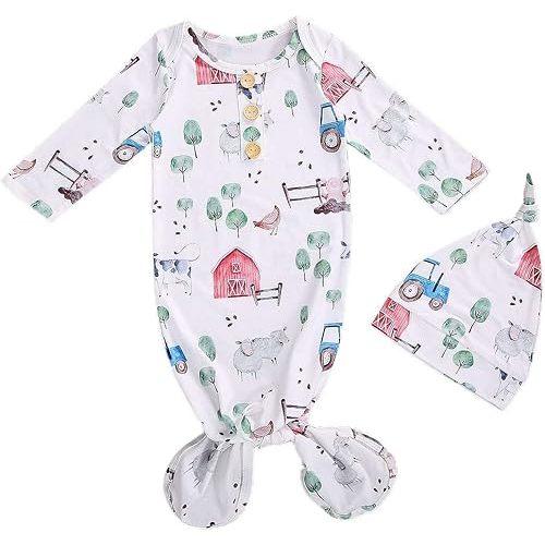 CIYCUIT Knotted Baby Gowns Newborn Coming Home from Hospital Outfit