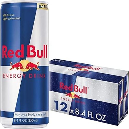 Red Bull Energy Drink with 80mg Caffeine plus Taurine & B Vitamins, 8.4 Fl Oz, Pack of 12 Cans