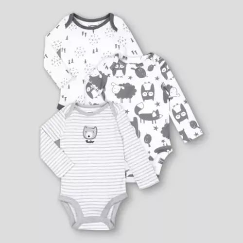 Lamaze Baby Boys' 3pk Organic Cotton Long Sleeve Bodysuit