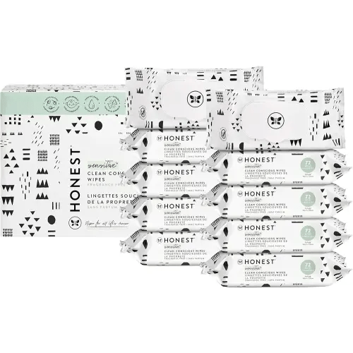 The Honest Company Clean Conscious Multi-Use Wipes | Hypoallergenic + Unscented for Sensitive Skin | Over 99% Water, Compostable, Plant Based, Baby Wipes | Pattern Play, 720 Count