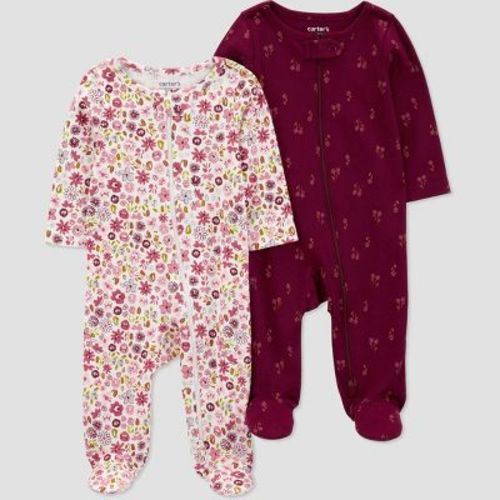 Carter's Just One You® Baby Girls' 2pk Printed Sleep N' Play - Green/purple Newborn