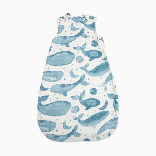 Crane Baby Cotton Muslin Wearable Blanket - Caspian Whales, 0-9 M