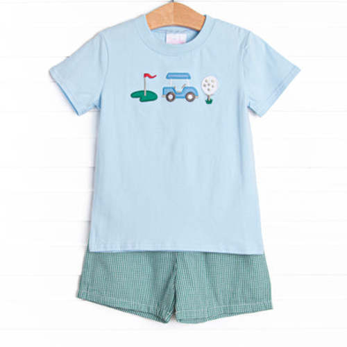 Putterly Adorable Applique Short Set, Blue and Green – Stitchy Fish
