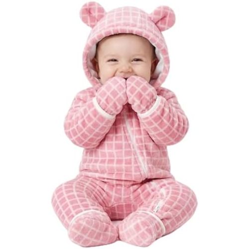 Yoofoss Baby Snowsuit Fleece Baby Winter Clothes for Boys and Girls Newborn Outift Footies Hooded Romper Soft Warm