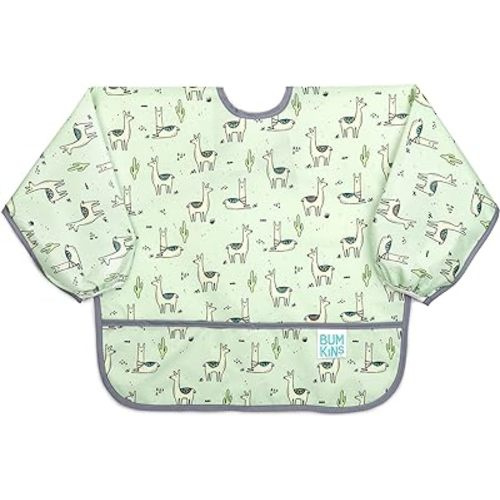 Bumkins Sleeved Bib, Llama Green