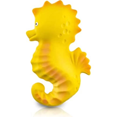 CaaOcho Pure Natural Rubber Baby Bath Toy - Nalu The Seahorse - Without Holes, BPA, PVC, Phthalates Free, Textured for Sensory Play, Sealed Bath Rubber Toy, Hole Free Bathtub Toy for Babies