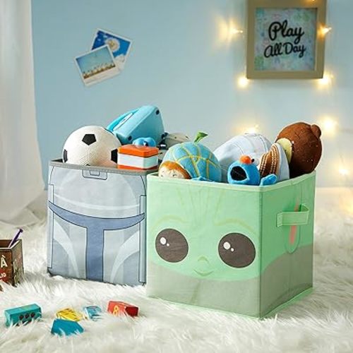 Idea Nuova Star Wars The Mandalorian Grogu aka The Child Collapsible Storage Cubes, Set of 2, 10"x10"