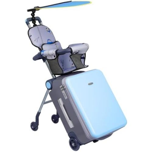 LemoHome Expandable Luggage with Spinner Wheels,Large Suitcases with Child Seat Design,Hard Luggage for Women and Men,20 inch Hardside Carry on Luggage for Travel (Blue visor)