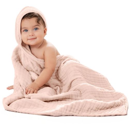 Comfy Cubs Hooded Baby Towels - 6 Layer, 100% Muslin Cotton - Large 32 X 32 Inch - 2-pack, Lace