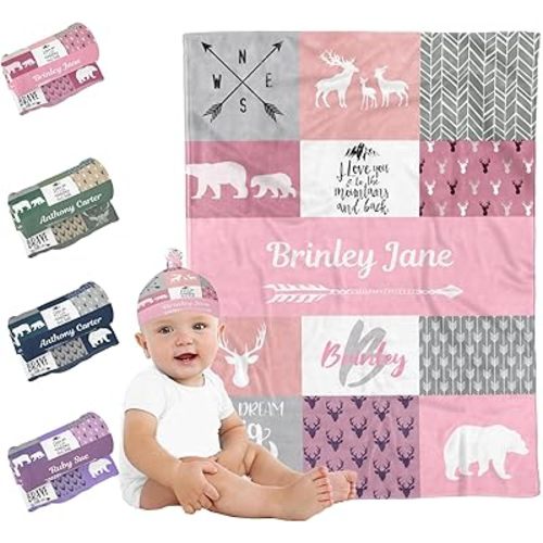 Personalized Woodland Baby Blankets & Hats - Customized Blankets For Boys & Girls