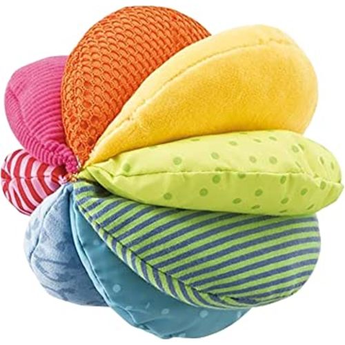 HABA Rainbow Fabric Ball - Machine Washable Baby Sensory Toys - Ideal Baby Toy, Tummy Time Toys & Baby Teething Toys- 6 mth+