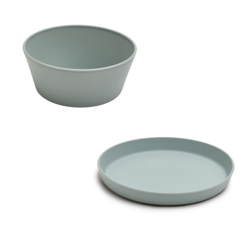AEIOU Toddler Bowl & Plate Set - Sage