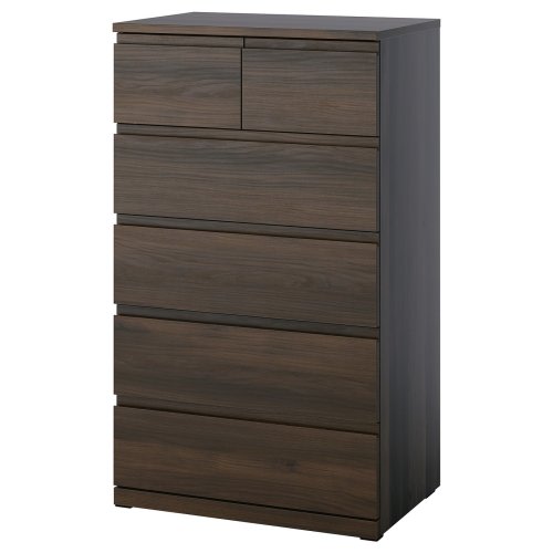 STORKLINTA 6-drawer dresser - dark brown/oak effect anchor/unlock function 27 1/2x18 7/8x47 1/4 "