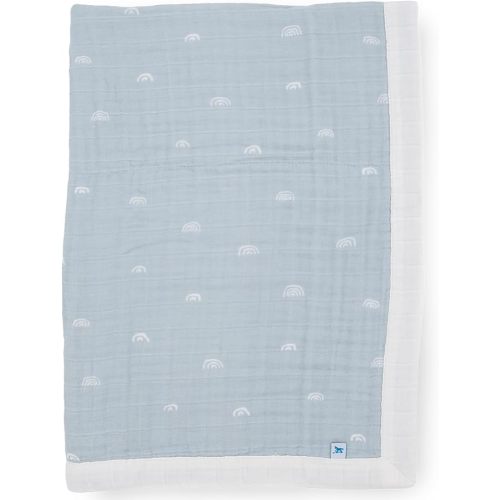 Little Unicorn Blue Rainbow Cotton Muslin Quilt Receiving Blanket | 100% Cotton | Super Soft | Babies and Toddlers | 30" x 40" | Unisex - 30"x40"