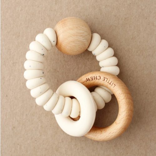 Dany Rattle Teether - Speckled Cream colorway