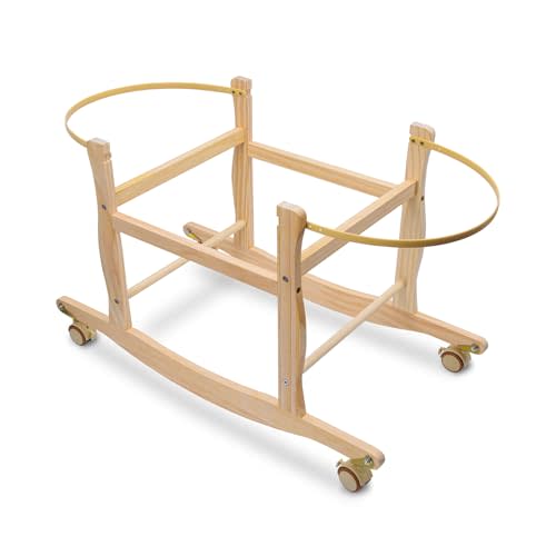 Moses Basket Stand, Bassinets Stand, Wooden Rocking Moses Baskets Stand for Baby Bassinets, Mose Basket Bassinet Stand Adjustable Bassinet Rocker with Wheels