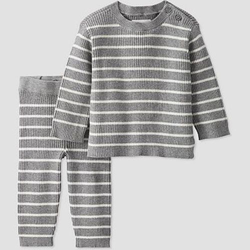 Baby Little Planet by Carter's Organic Cotton Striped Rib Sweater Knit Set