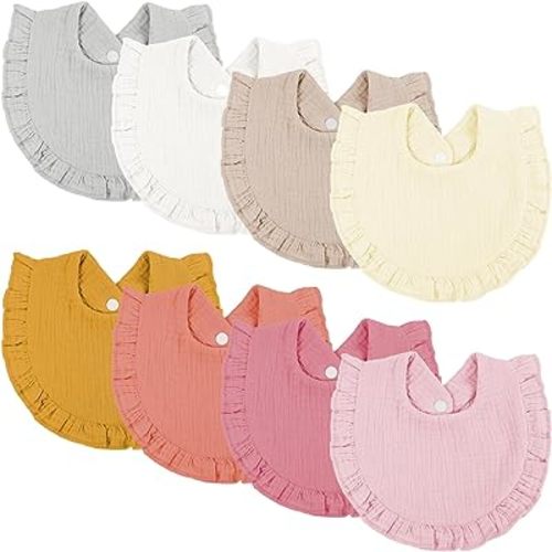 Omisy 8 Pack Baby Bibs, Drooling Toddler Cotton Snap Bibs for 2-36 Months Baby Girls and Boys, Absorbent Teething Bibs