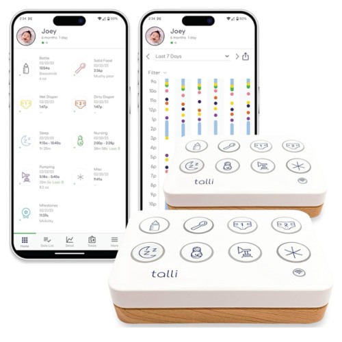 Talli Daily One-Touch Baby Tracker - Baby Monitor to Log Feedings, Diapers, Sleep & More - Electronic Journal Links to Mobile App for Real-Time Baby Monitoring & Tracking - Alexa