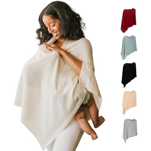 Breathable Nursing Cover Up for Breastfeeding - Privacy Nursing Covers - Improved Ponchy by Gold Mamas - Newborn Essentials Must Haves - TrueGray