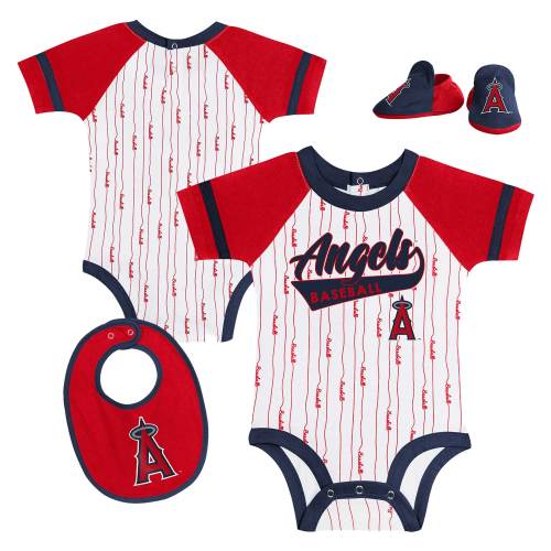 Newborn & Infant Los Angeles Angels White Base Hitter Bodysuit, Bib & Bootie Set