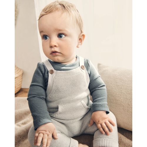 Baby Organic Cotton Sweater Knit Overalls in Heather Grey - Little Planet | Carter's