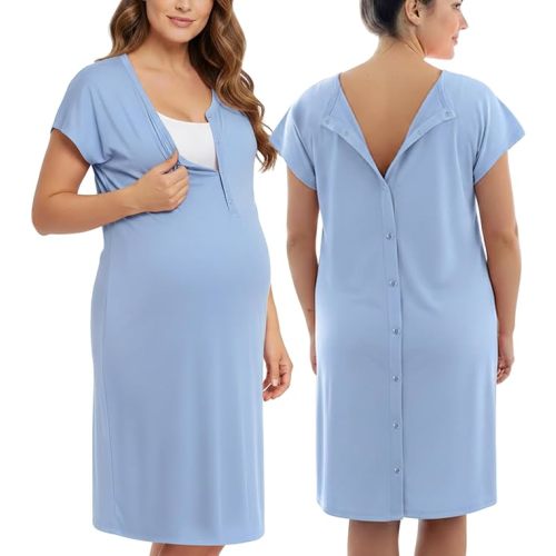 PATPAT Maternity Labor and Delivery Gown, Womens Hospital Gown with Pockets