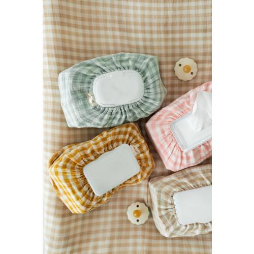Baby Wet Wipes Cover Tissue Box Nursery Decoration Matching Changing Pad Cover Baby Essentials Baby Wipe Station Diaper Bag Gingham Pattern