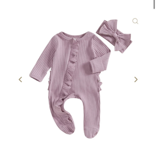 Ribbed Ruffle Footie Set