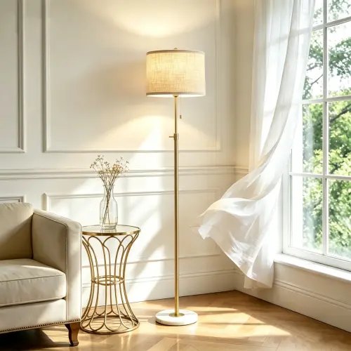 64.8" Transitional Adjustable Height Floor Lamp With Remote
