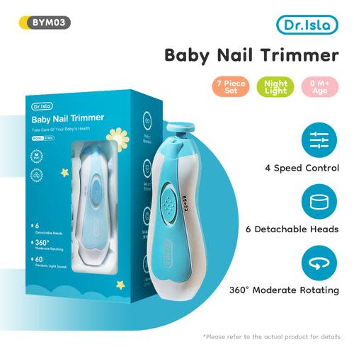 Promo Dr.isla BYM03 Gunting kuku bayi elektrik Fungsi lampu LED Baby Nail Trimmer Perlengkapan bayi Penyesuaian kecepatan empat kecepatan dengan kebisingan rendah - Blue - Kota Tangerang - Dr.isla | Tokopedia