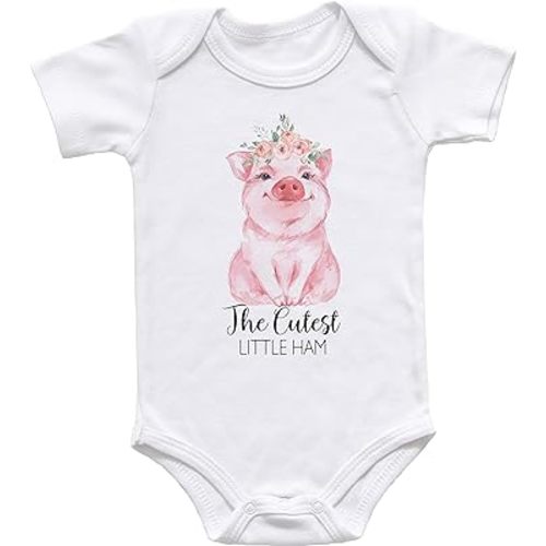 The Cutest Little Ham Baby Bodysuit, Cute Little Pig Shirt, Farm Girl Baby Clothes, Farm Animals Baby Shower Gifts