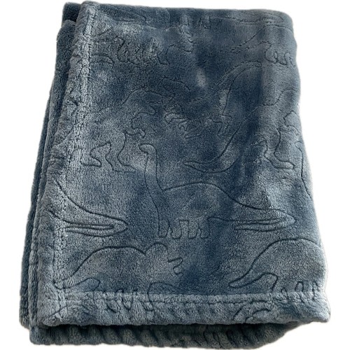 Just Imagine Baby Blanket — Blue Embossed Dinosaur