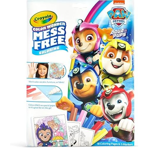 Crayola PAW Patrol Aqua Pups Color Wonder Coloring Set, Mess Free Coloring Pages for Toddlers, Travel Activity, PAW Patrol Toys & Gifts