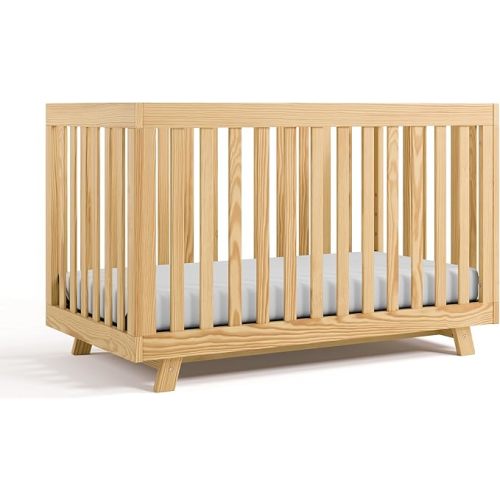 Storkcraft Beckett 3-in-1 Convertible Crib – GREENGUARD Gold Certified, Fits Standard Crib Mattress, Converts to Toddler Bed and Daybed, 4 Mattress Heights, Grow-with-Me Design (Natural)