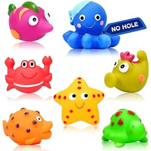 Mold Free Baby Bath Toys - 7 Pcs No Mold No Hole Ocean Animals Bathtub Toys for Toddlers 1-3/Infants 6-12-18 Months,Water Table Toys Shower Toys Pool Toys for 1 2 3 4 Year Old Boys Girls Kids