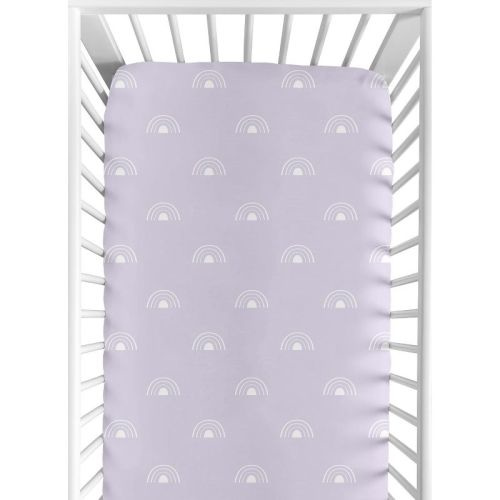 Sweet Jojo Designs Girl Baby Fitted Crib Sheet Boho Rainbow Lavender Purple And White
