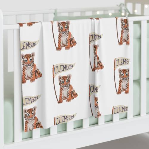 Clemson Tiger Baby Swaddle Blanket - Baby Shower Gift