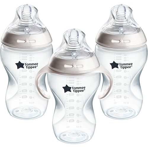Tommee Tippee Baby Bottles, Natural Start Anti-Colic Baby Bottle with Thicker Feed Breast-Like Nipple, 11oz, 6 Months+, Self-Sterilizing, Baby Feeding Essentials, 3 Pack
